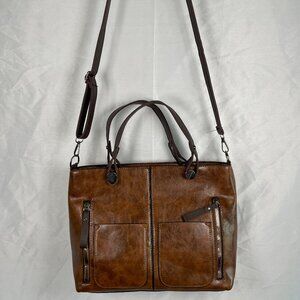 Lisa Leather Crossbody Tote Purse Bag with Metal Details